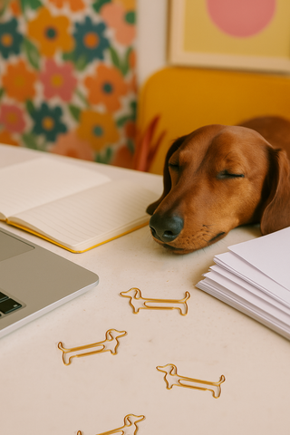 Dachshund Dog Paper Clips, Gold