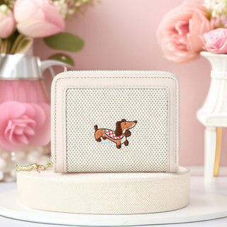Embroidered Dachshund Zip Bifold Wallet