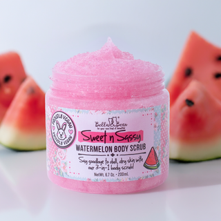 Bella & Bear Sweet ’n’ Sassy Watermelon Body Scrub | 3-in-1 Cleanser, Exfoliator & Moisturizer