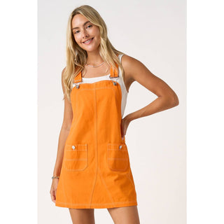GAME DAY CONTRAST STITCH BIB OVERALL MINI DRESS