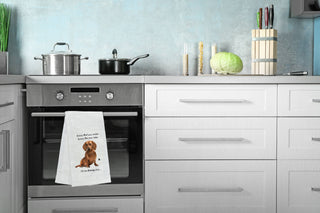 Red Dachshund Kitchen Towel, 100% Cotton