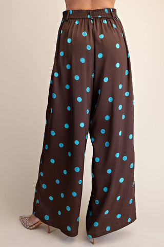 High-Waist Polka Dot Wide-Leg Tailored Trousers