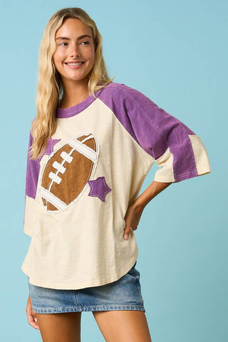 FOOTBALL PATCH MINERAL WASHED COLOR BLOCK TOP