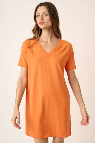 V NECK SWEATER DRESS