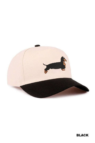 Dachshund Two-Tone Embroidered Cotton Baseball Cap