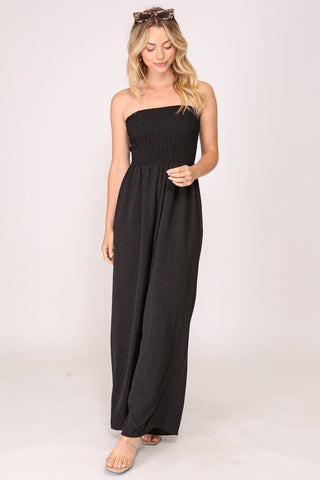 Smocked Strapless Jumpsuit