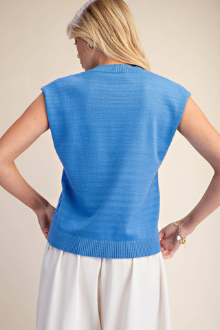 Knit Top Pullover Round Neck Sleeveless