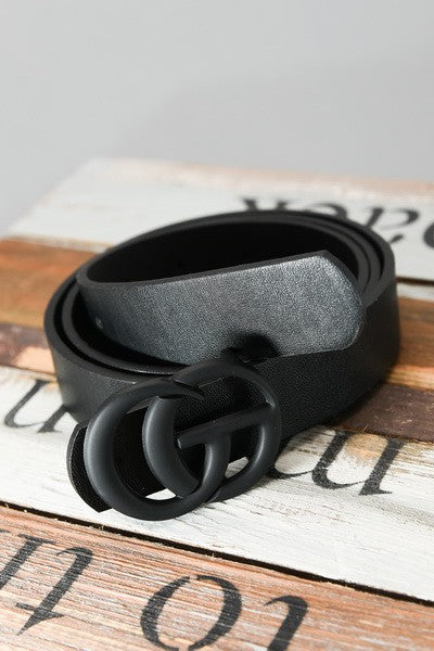 Basic Matte Buckle Fashion Belt - Black - Accessories