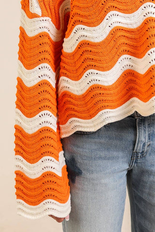 Wavy Textured Knit Spring Sweater