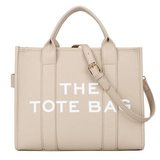 Solid Color PU Letter Tote Bag