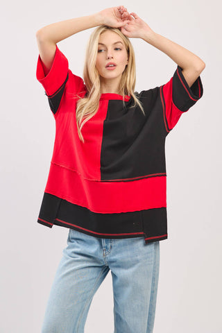 Oversized Color Block Top