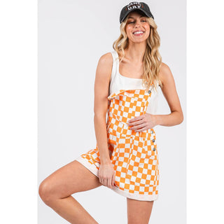 Tennessee Game Day Orange Checkered Bib Romper Overalls