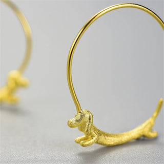 Dachshund Hoop Earrings, Medium, Gold Plated