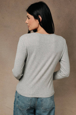 ROUND NECK  "FALL DOG THEME" EMBROIDERY RIBBED TOP