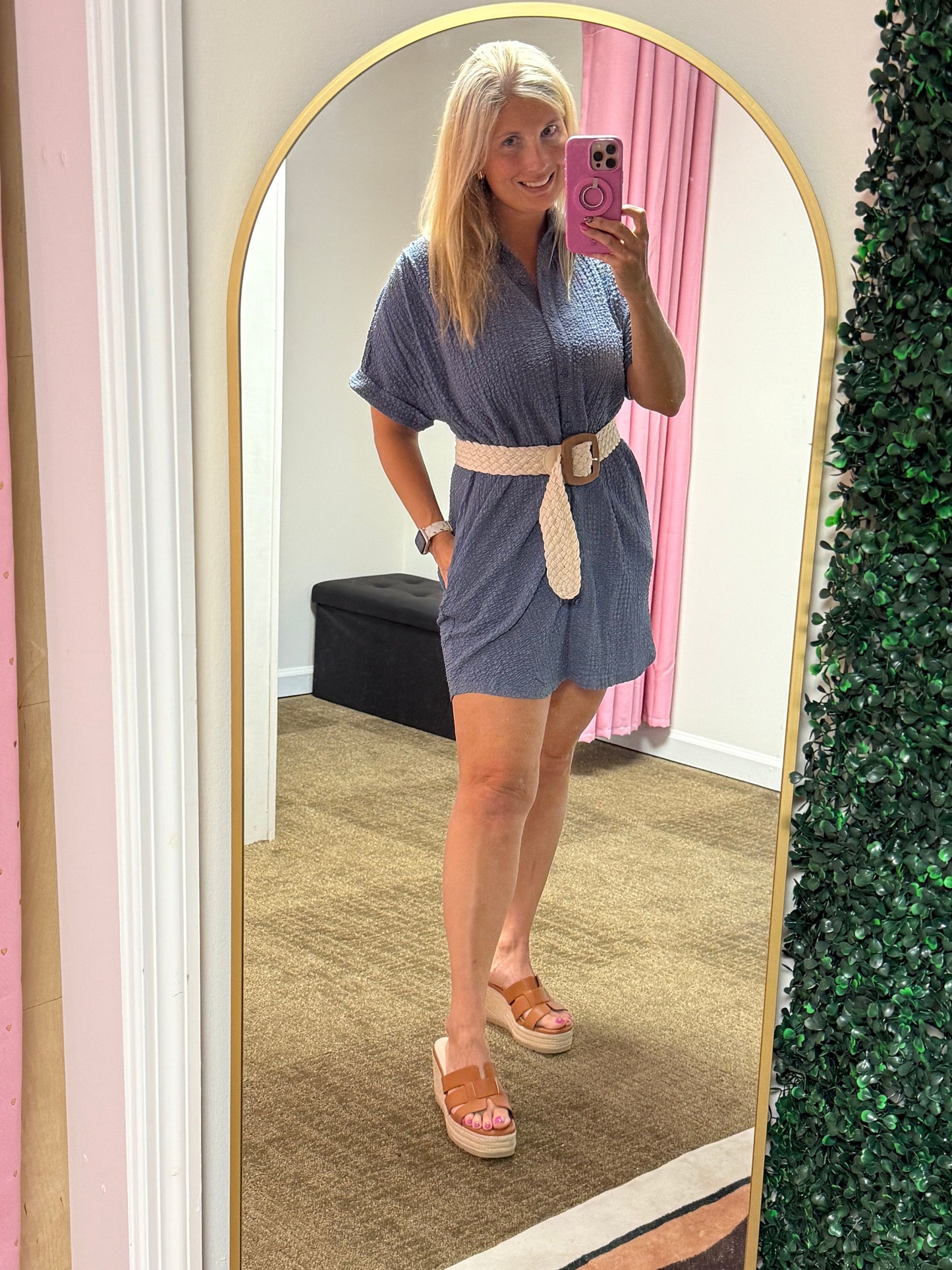 Boho Textured T-Shirt Dress - Dress