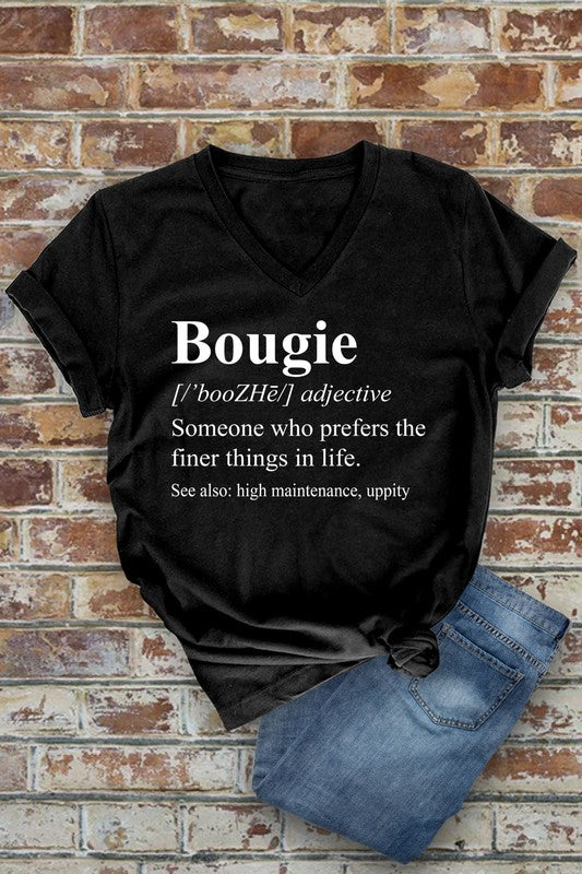Bougie Definition V-Neck Tee – Unisex Fit (Black or White) - Black / S - Shirt