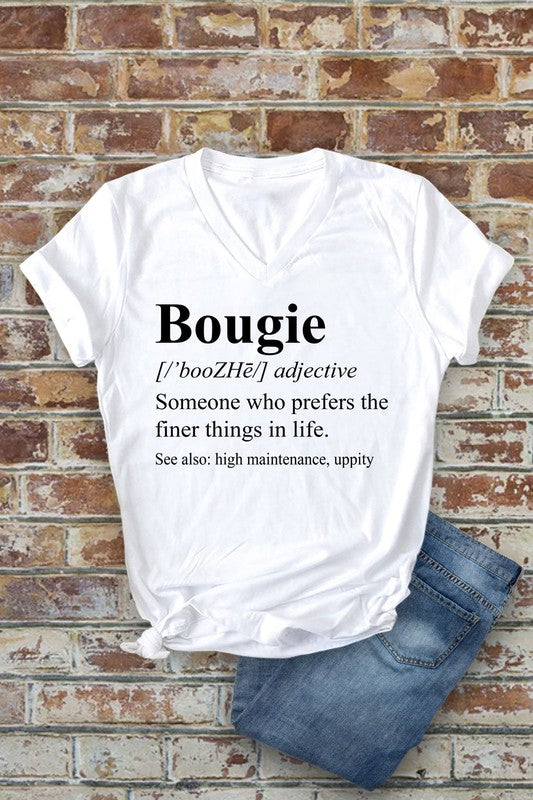 Bougie Definition V-Neck Tee – Unisex Fit (Black or White) - White / S - Shirt