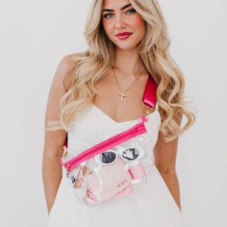 Kehlani Clear Stadium Bum Bag - Trendy Pink Crossbody
