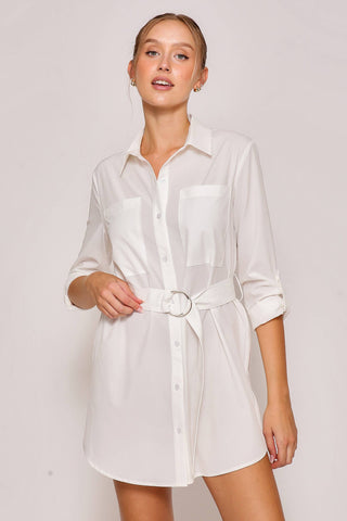 Stylish Belted Shirt Dress