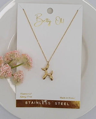 18k Gold Balloon Dog Necklace – Waterproof Stainless Steel Pendant