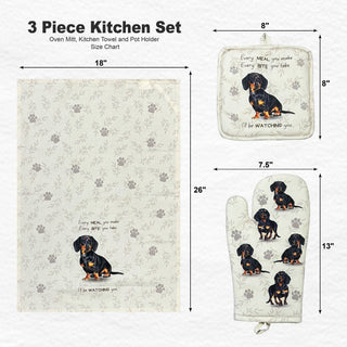 Black Dachshund Oven Mitt Set