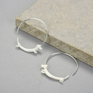 Dachshund Hoop Earrings, Medium, Gold Plated