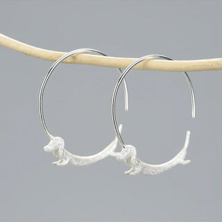 Dachshund Hoop Earrings, Medium, Gold Plated