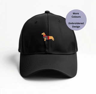 Embroidered Dachshund Dog Baseball Cap | Navy & Stone Unisex Hat