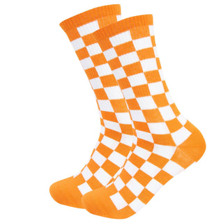 Tennessee Checkerboard Crew Socks – Orange & White Ribbed Game Day Style