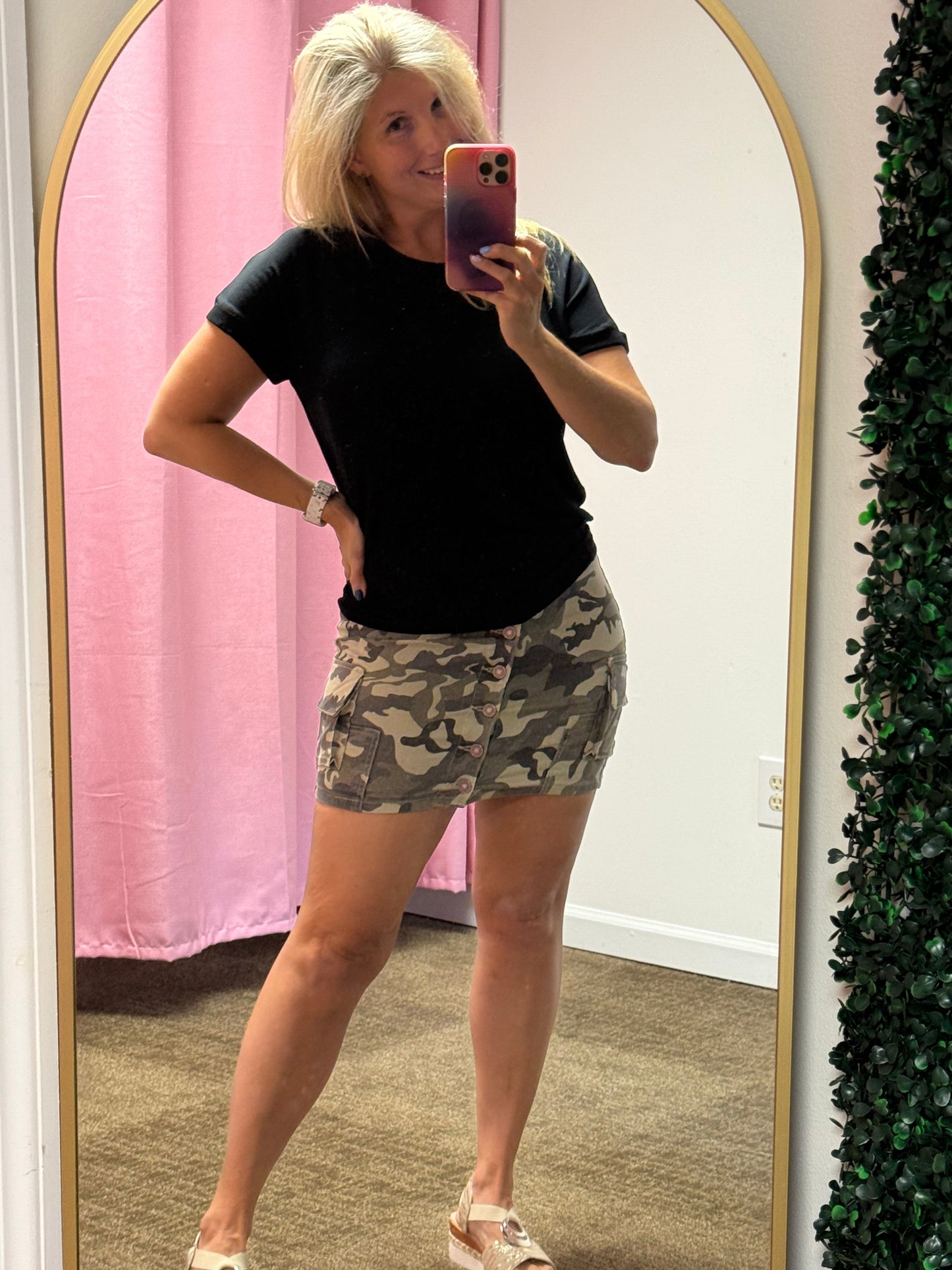 Camo Crush: Mid Rise Cargo Mini Skirt - Skirt