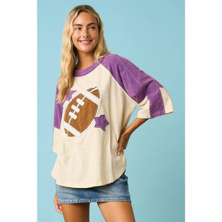 FOOTBALL PATCH MINERAL WASHED COLOR BLOCK TOP