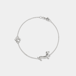 Dachshund Dog Paw Stacking Bracelet, Gold-Plated Silver