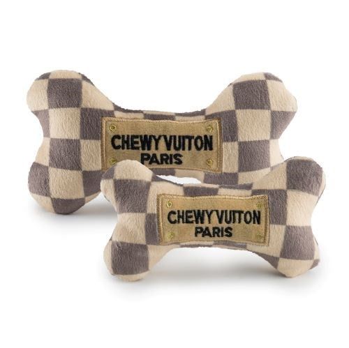 Checker “Chewy” Vuiton Bone Toy - Dog Toys