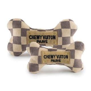 Checker “Chewy” Vuiton Bone Toy - Dog Toys