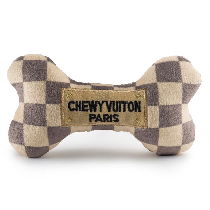 Checker “Chewy” Vuiton Bone Toy - Dog Toys