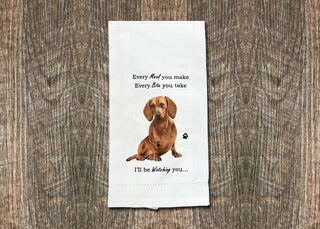 Red Dachshund Kitchen Towel, 100% Cotton