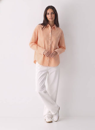 The Heritage Stripe Button-Up: Tennessee Orange 100% Cotton