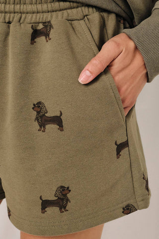 HIGH RISE WEENIE ALL OVER PRINT SWEATSHORT