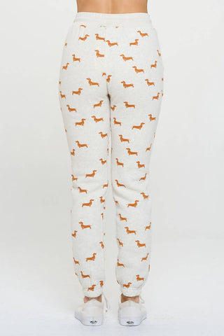 Cozy Mustard Dachshund Print Sweatpants – Cute Wiener Dog Joggers