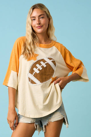FOOTBALL PATCH MINERAL WASHED COLOR BLOCK TOP