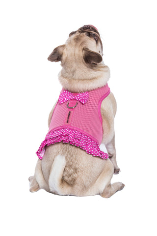 Pink Polka Dot Dog Harness Dress