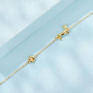 Dachshund Dog Paw Stacking Bracelet, Gold-Plated Silver