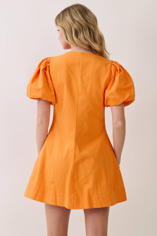 The Knoxville Puff Sleeve Pleated Mini Dress