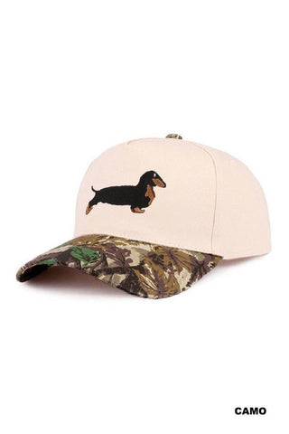 Dachshund Two-Tone Embroidered Cotton Baseball Cap