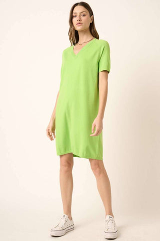 V NECK SWEATER DRESS