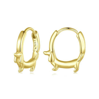 Dachshund Hoop Earrings, Sterling Silver
