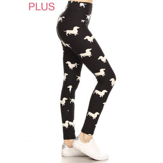 Plus Size Dachshund Print High-Waist Leggings: Buttery Soft Yoga Band (Sizes 12-22)