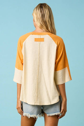 FOOTBALL PATCH MINERAL WASHED COLOR BLOCK TOP