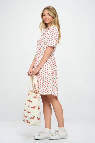 Premium Dachshund Print Canvas Tote Bag – Eco-Friendly Zippered Wiener Dog Bag