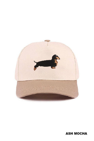Dachshund Two-Tone Embroidered Cotton Baseball Cap